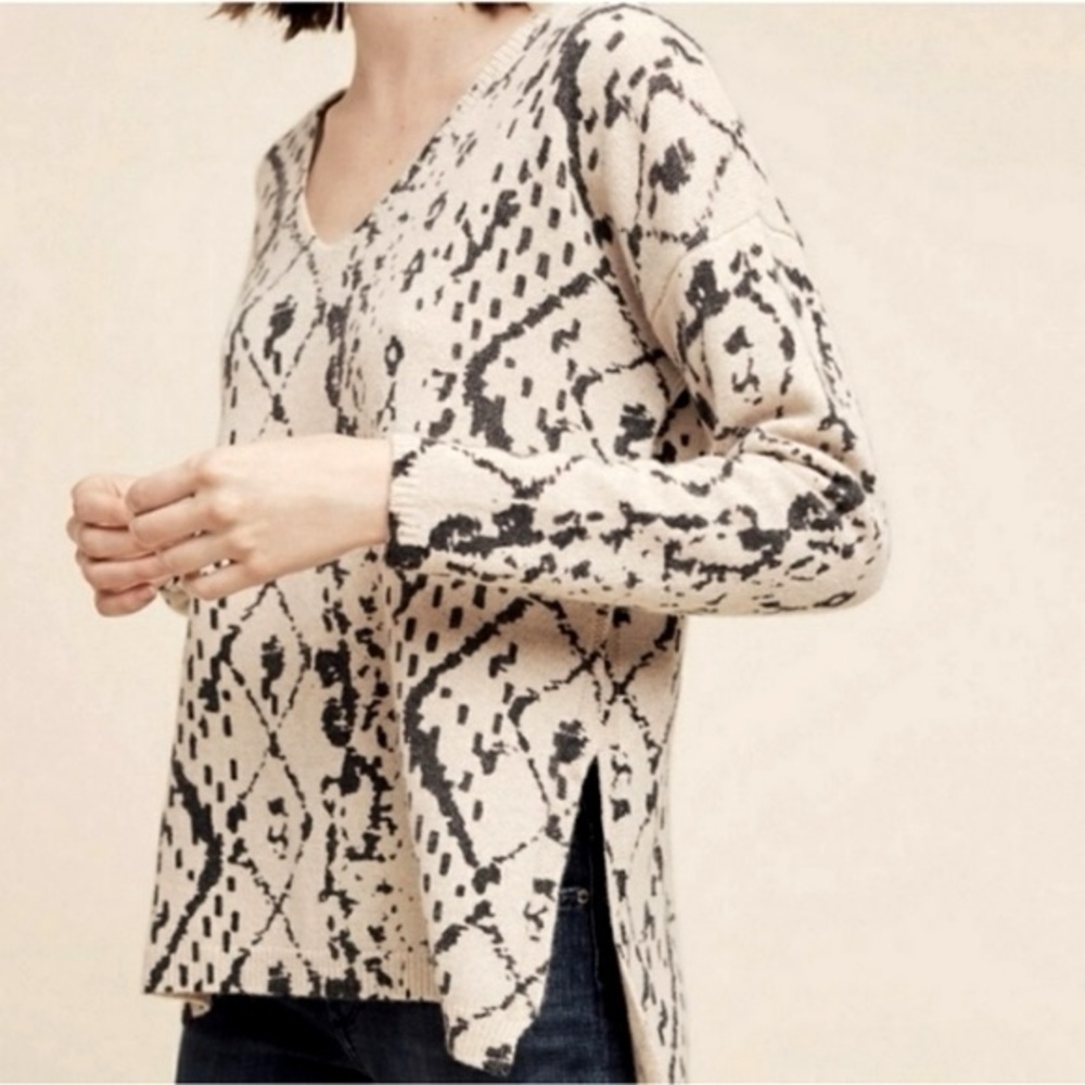 Anthropologie has HWR Cashmere Blend Beige Speckled Wool Yak V-Neck Sweater